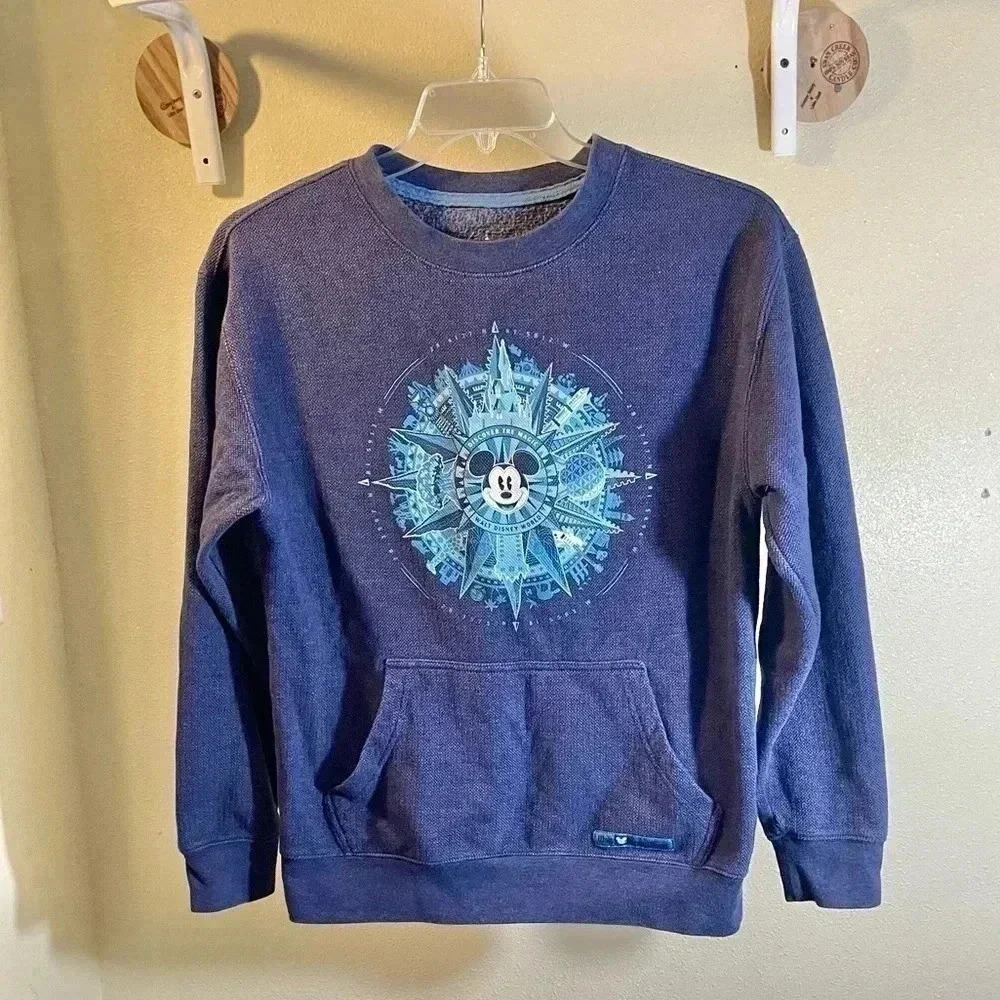 Disney Parks Authentic Sweatshirt Mickey Mouse Walt Disney World Logo Blue Sz S